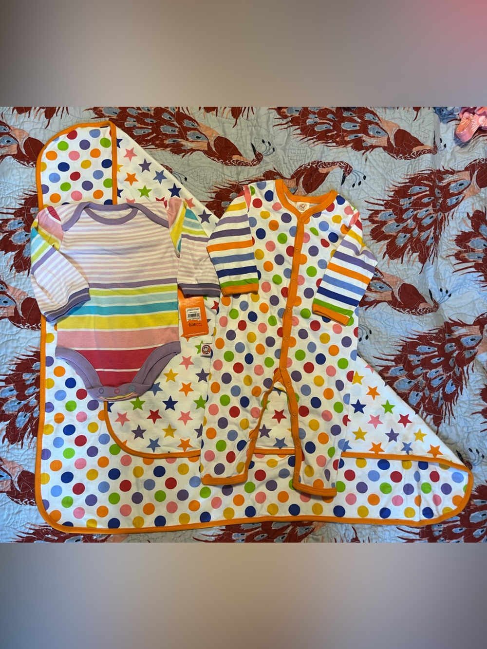 Bright Polka Dot & Stripe Baby Sleepers - Colorful Rainbow Set